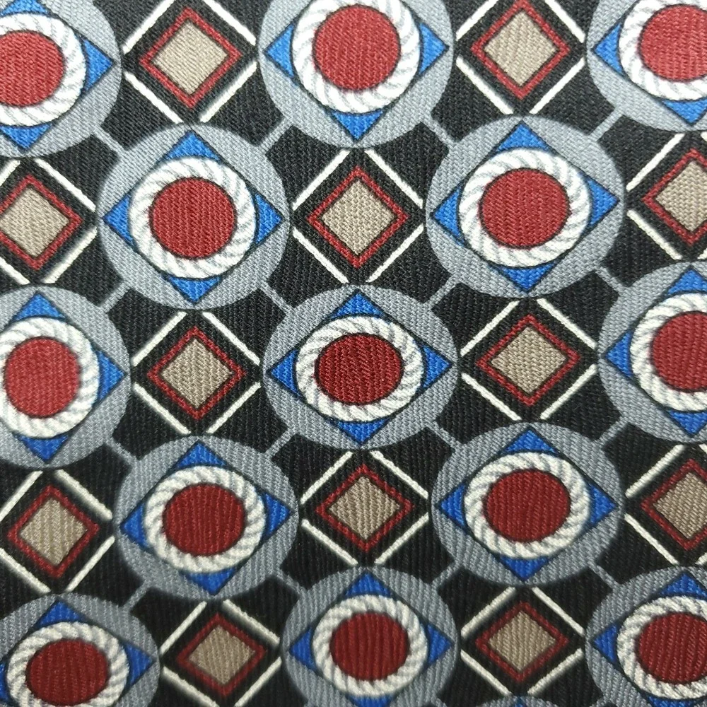 Henry Grethel Black Red‎ Geometric Silk Tie Wide